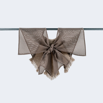 Collar tied on hanger showcasing texture contrast