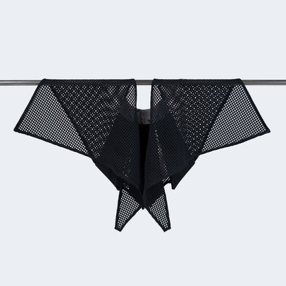 Back view of Japanese purple silk collar with blue mesh, displayed on hanger