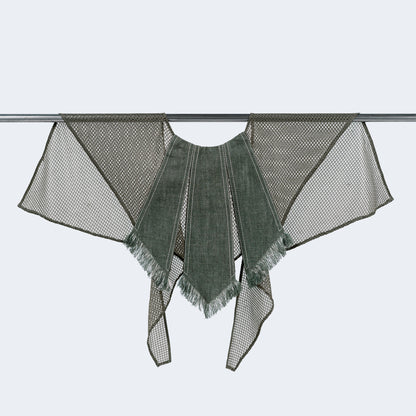 Front view of olive green canvas and mesh collar on hanger