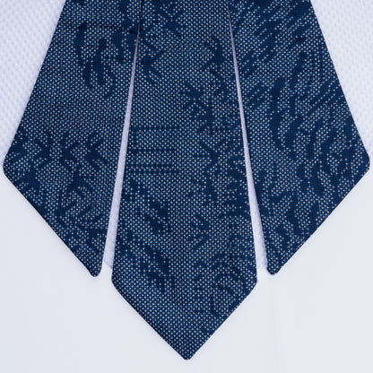 Close-up of Japanese blue silk and sheer white mesh
